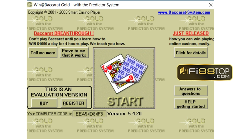 Win@Baccarat Gold with the Predictor System